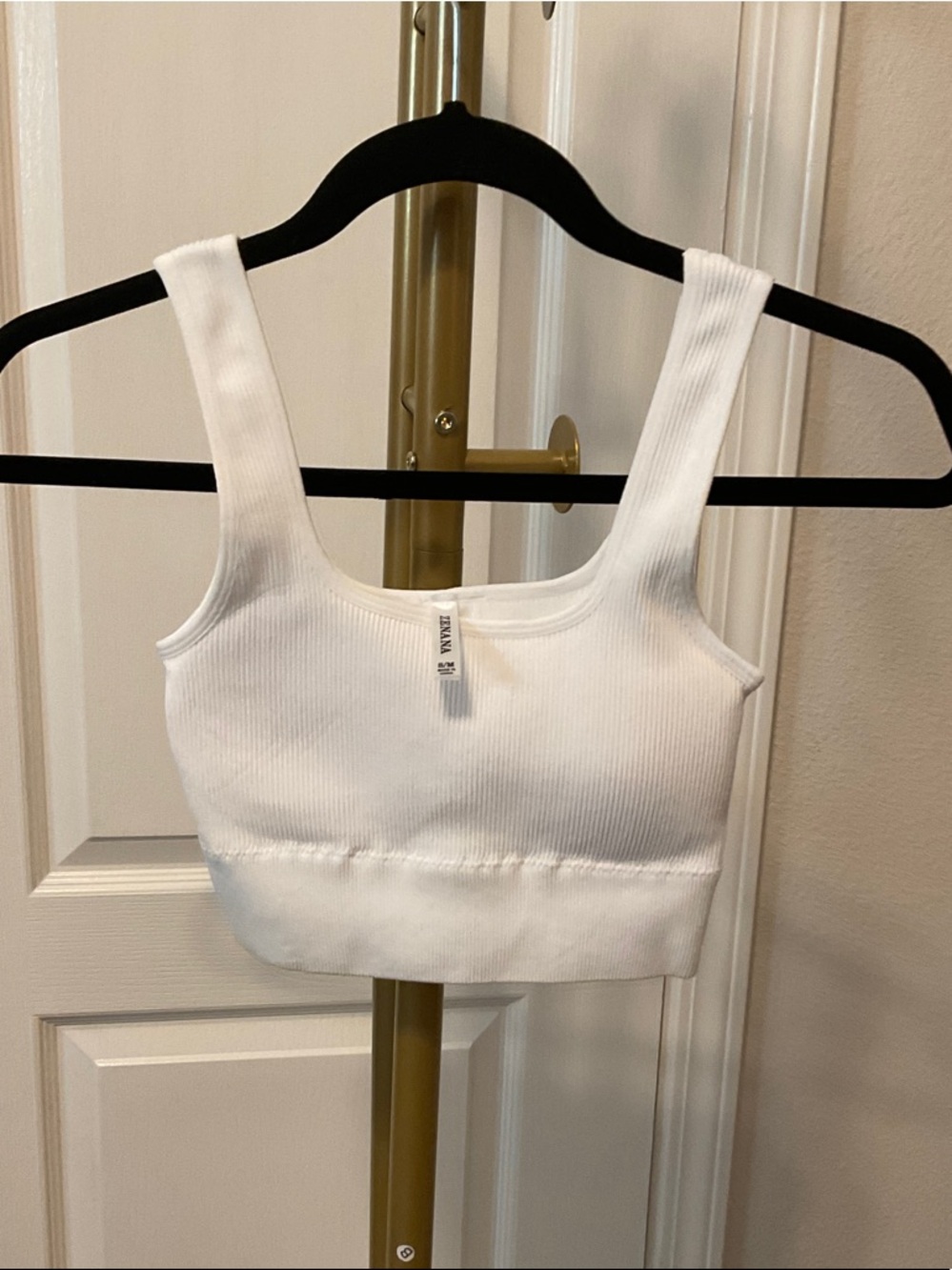 Zenana White Ribbed Tank Crop Top - Women